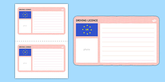 fake irish driving license template